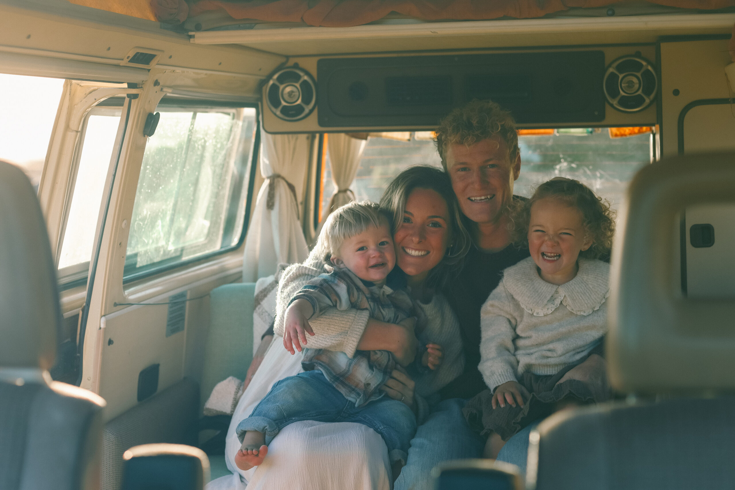 Family Photo in Camper van on the west coast